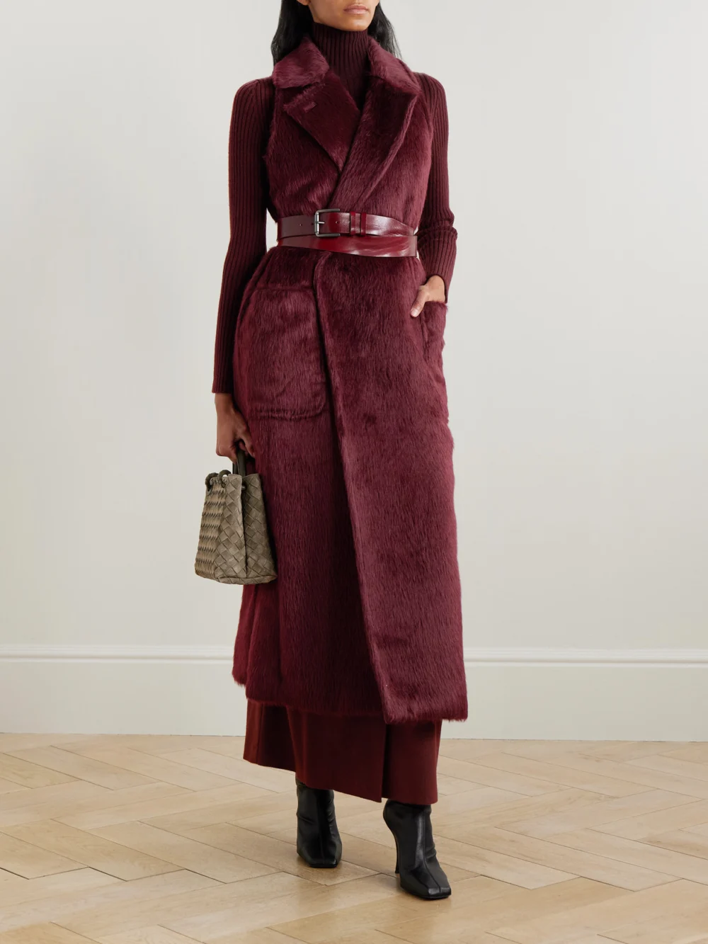 Max Mara Belted Alpaca and Wool-blend Coat, worn by a model