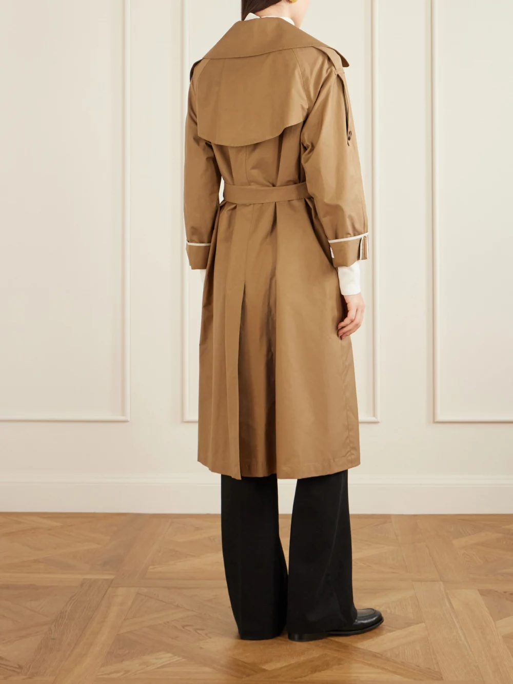 Back view of the Max Mara Belted Cotton-blend Gabardine Trench Coat