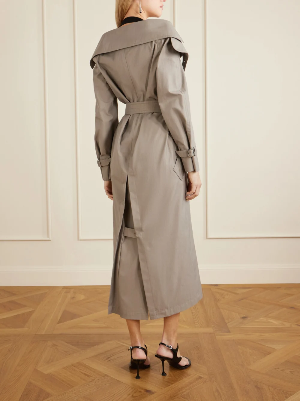 Back view of the Max Mara Belted Cotton-gabardine Trench Coat