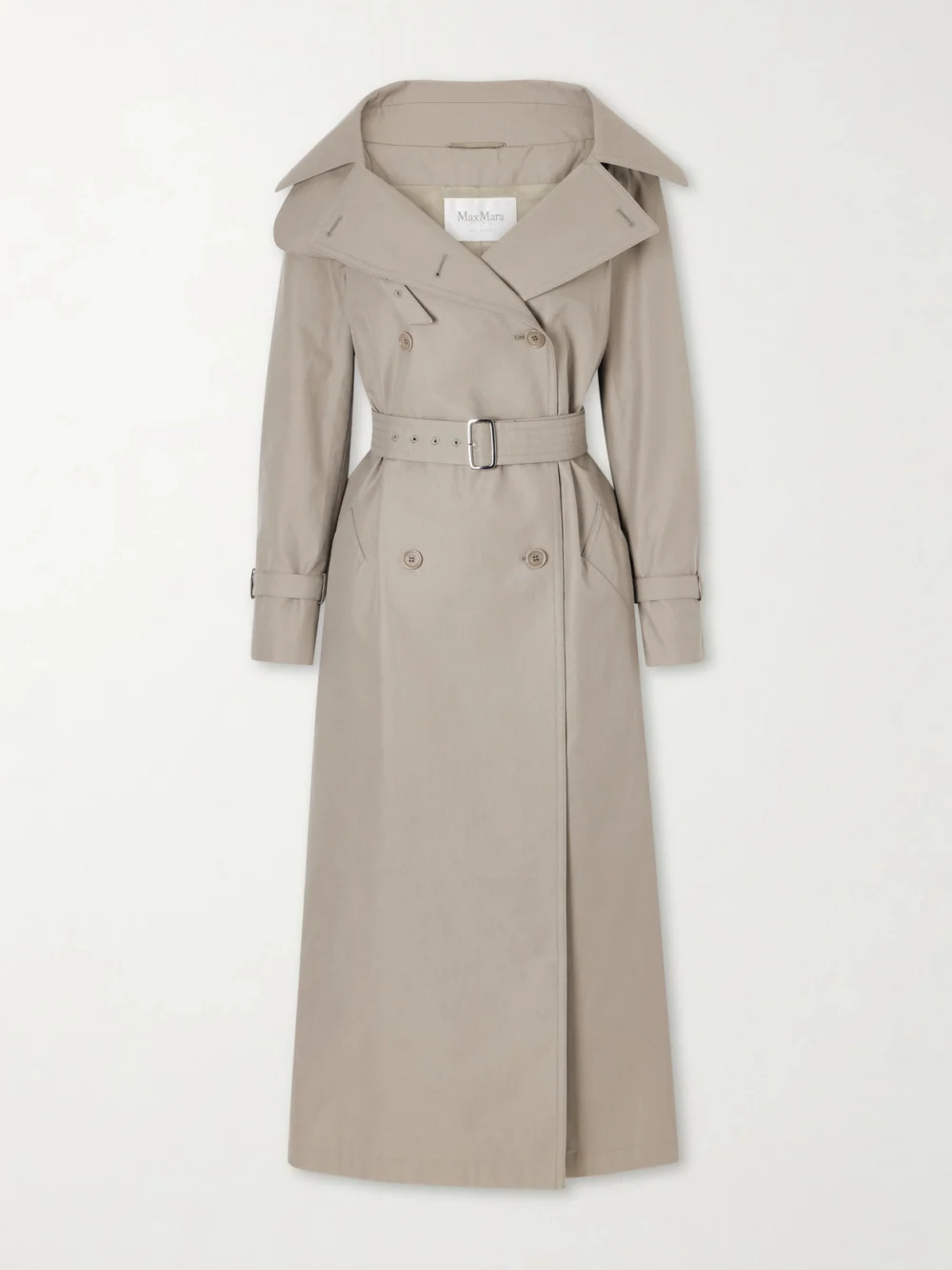 Max Mara Belted Cotton-gabardine Trench Coat in gray