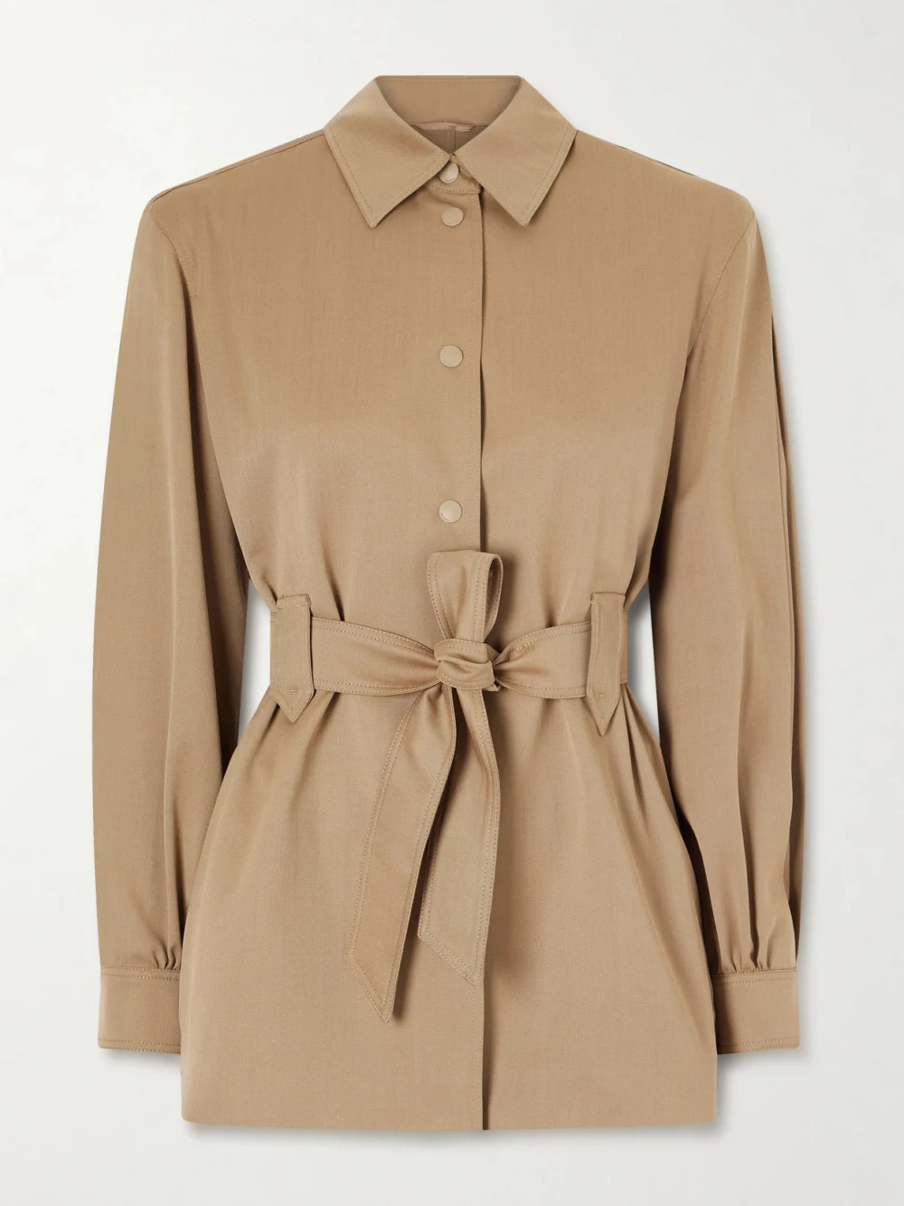 Max Mara Belted Wool-twill Jacket in light brown