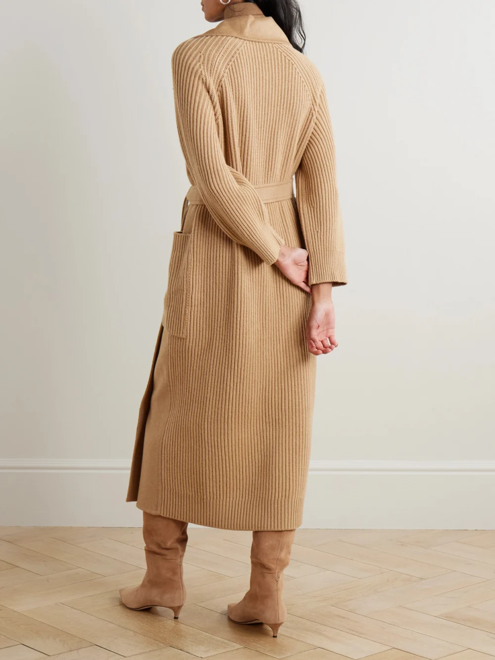 Back view of the Max Mara Berard Camel Hair and Ribbed Wool and Cashmere-blend Coat