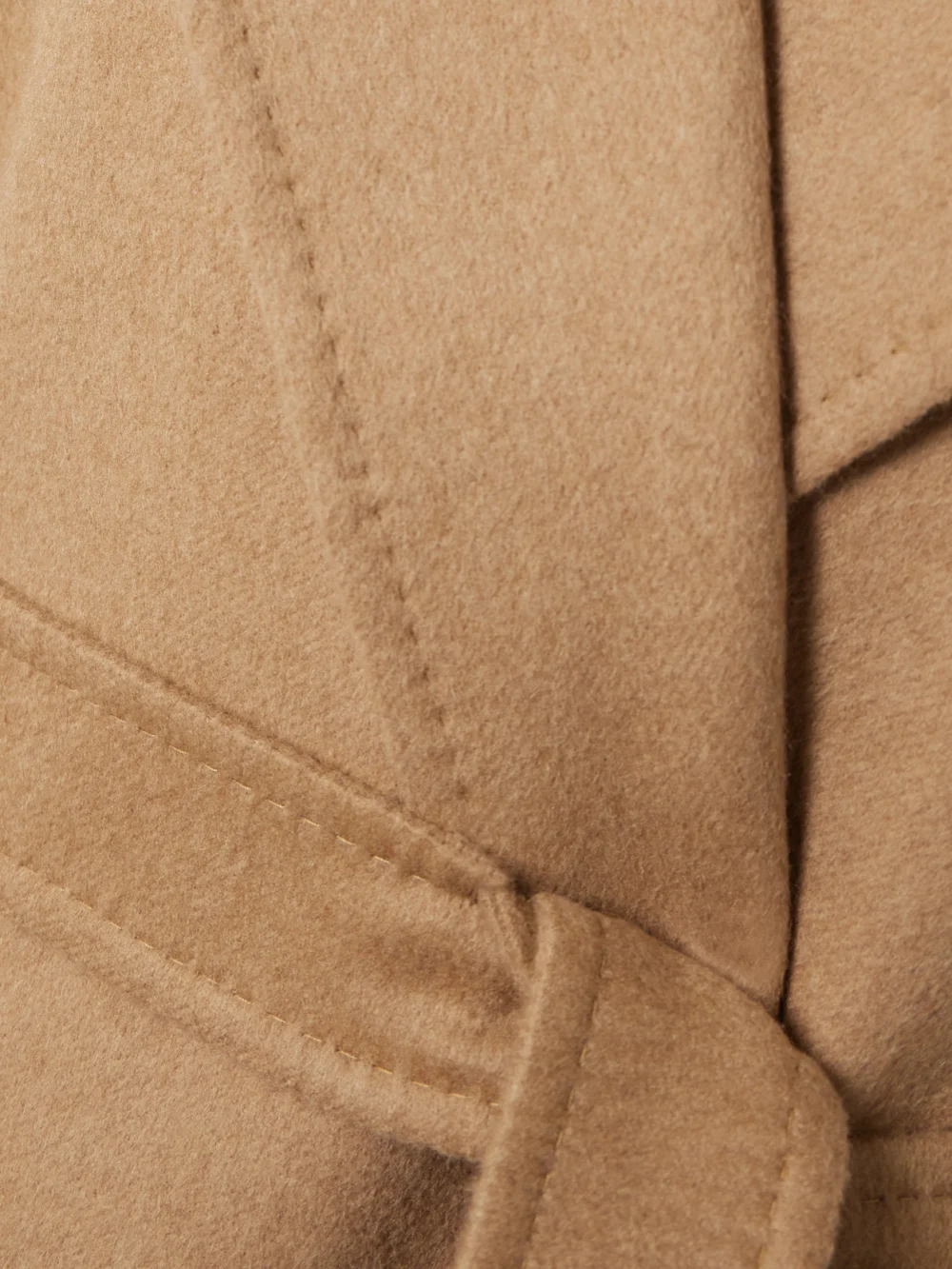 Close-up detail of the Max Mara Berard Camel Hair and Ribbed Wool and Cashmere-blend Coat