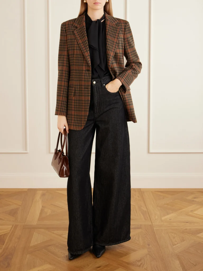 Max Mara Galosce Houndstooth Wool and Cotton-blend Blazer