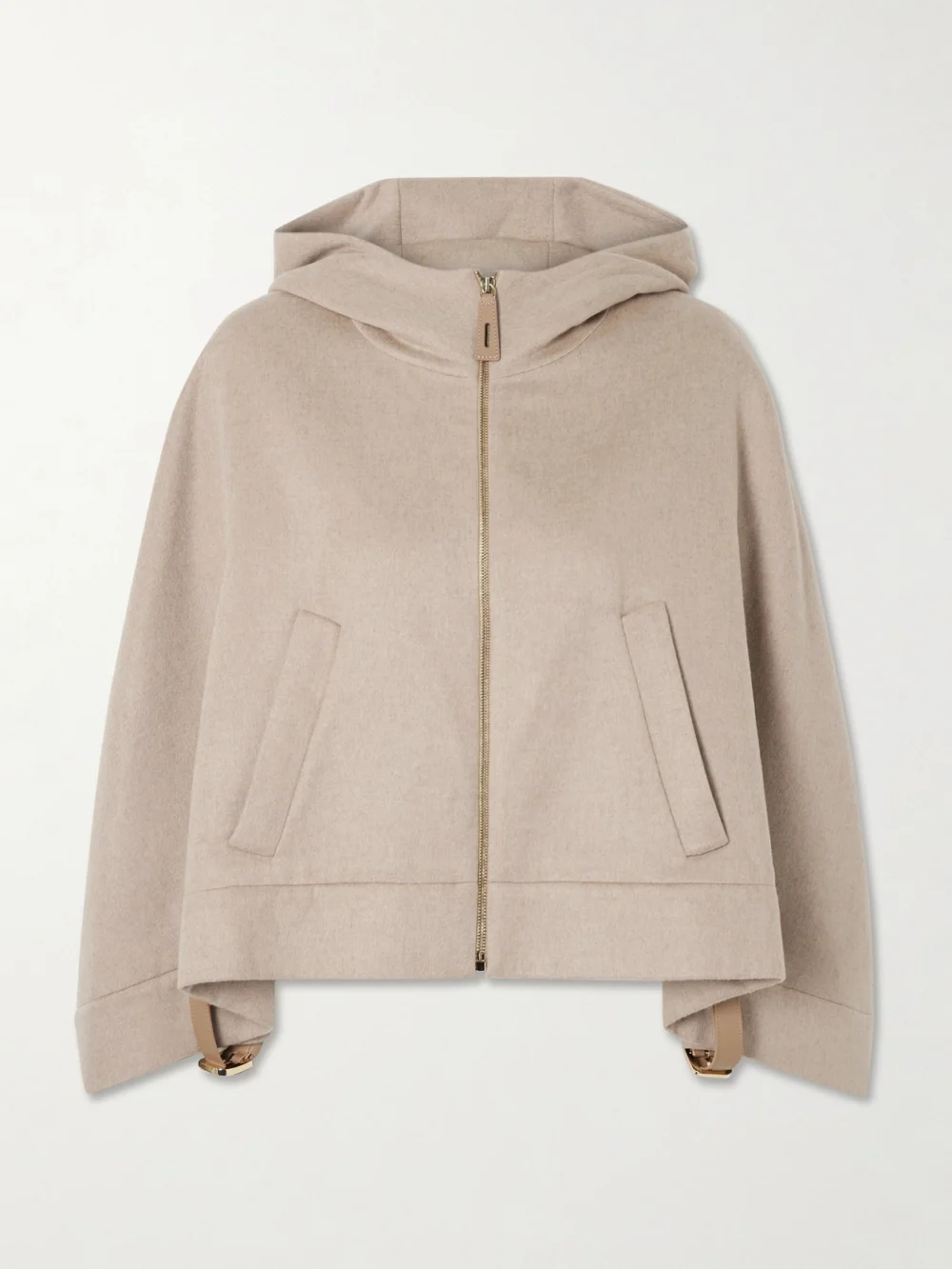 Max Mara Hooded Wool, Silk and Cashmere-blend Jacket in beige