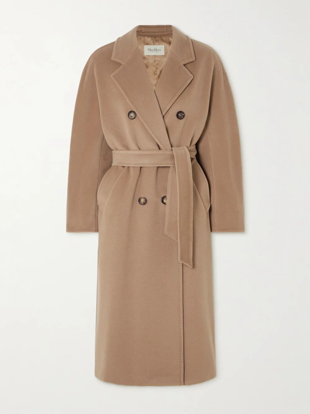 Max Mara Madame 101801 Icon Double-breasted Wool and Cashmere-blend Coat in camel