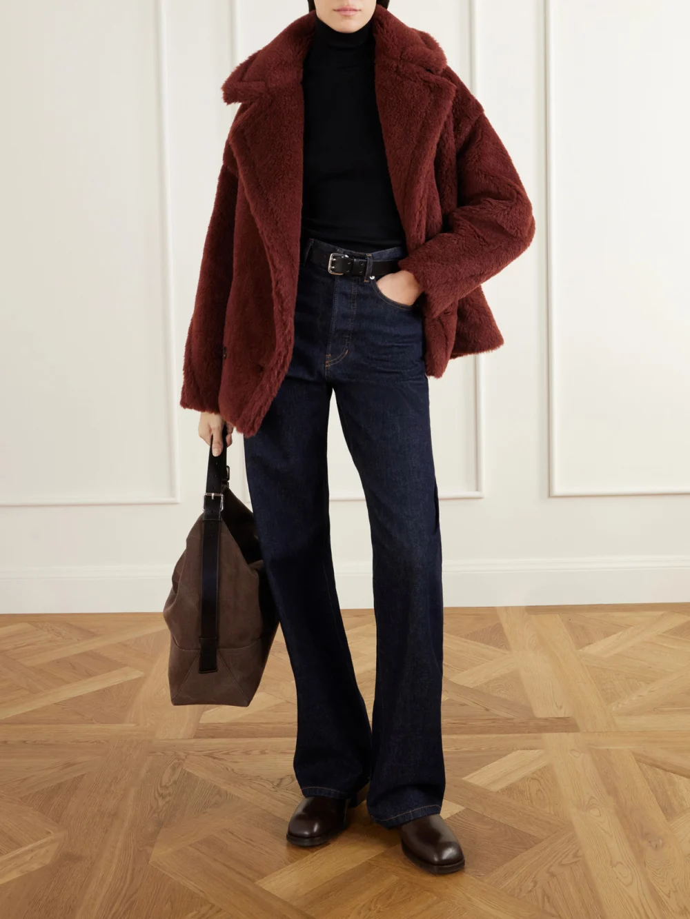 Max Mara Malcuno Alpaca, Virgin Wool and Silk-blend Coat, worn by a model