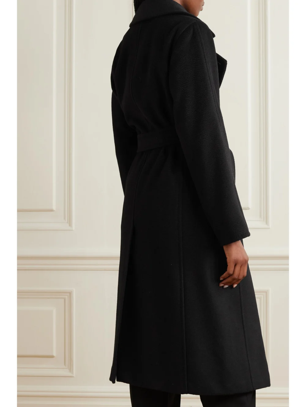Back view of the Max Mara Manuela Belted Camel-hair Wrap Coat