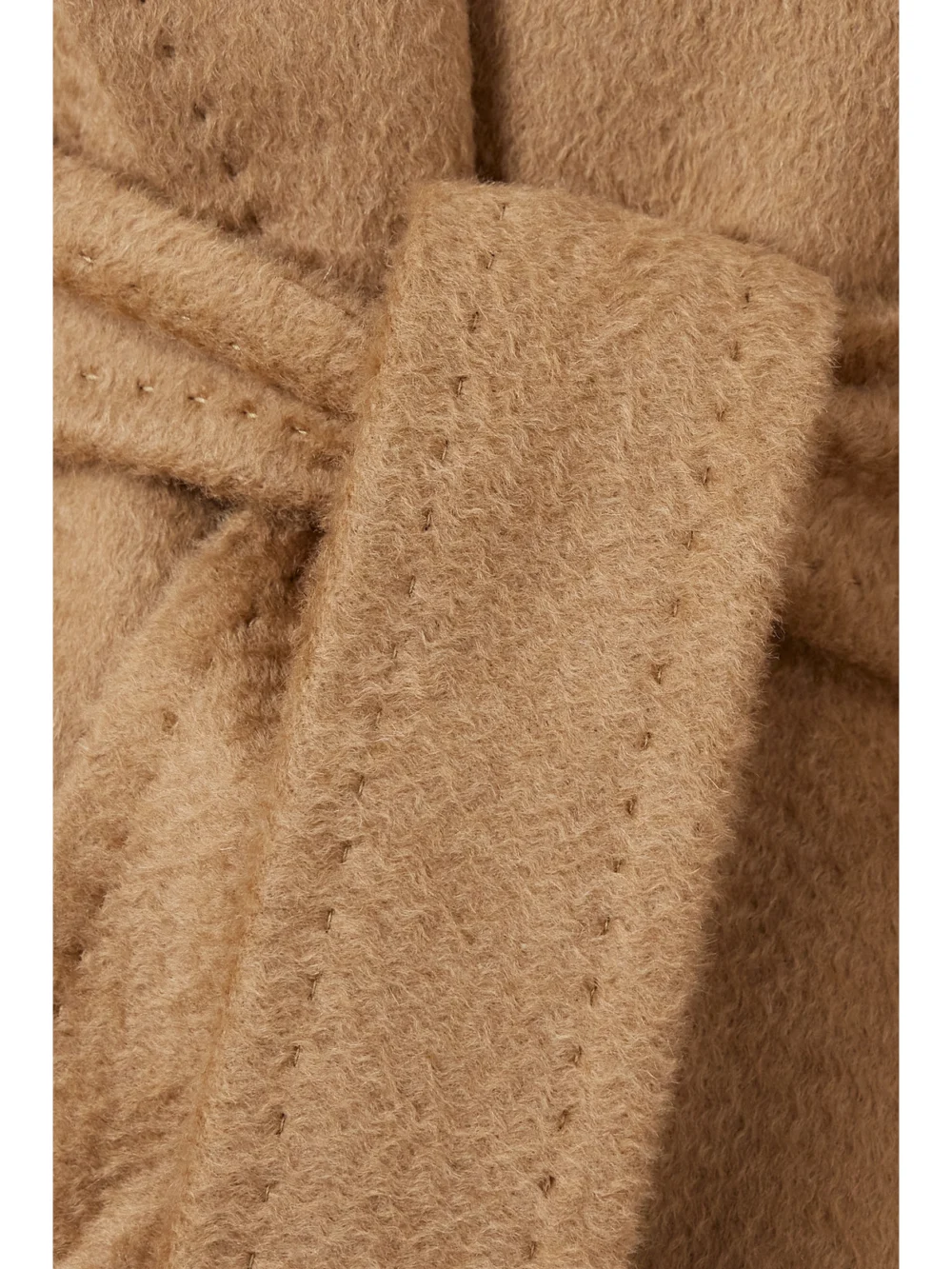 Close-up detail of the Max Mara Manuela Icon Belted Camel-hair Wrap Coat