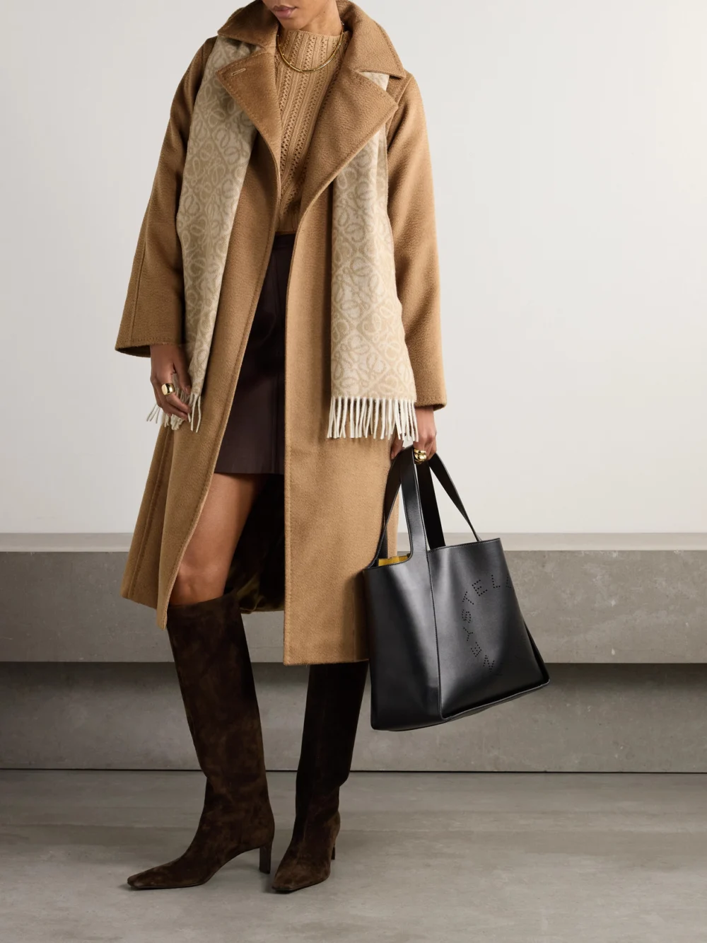 Max Mara Manuela Icon Belted Camel-hair Wrap Coat, worn by a model