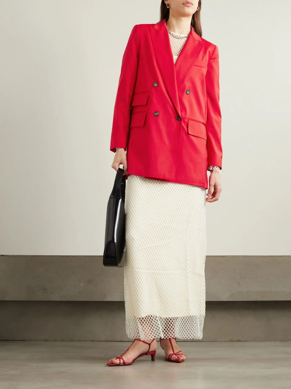 Max Mara Nebbie Double-breasted Wool Blazer, worn by a model