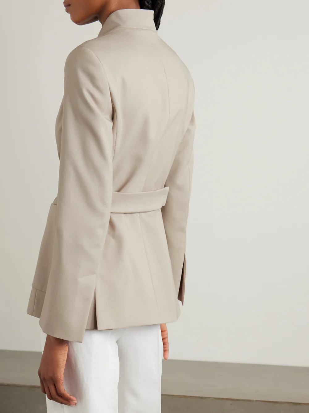 Back view of the Max Mara Nereo Pleated Wool-blend Blazer