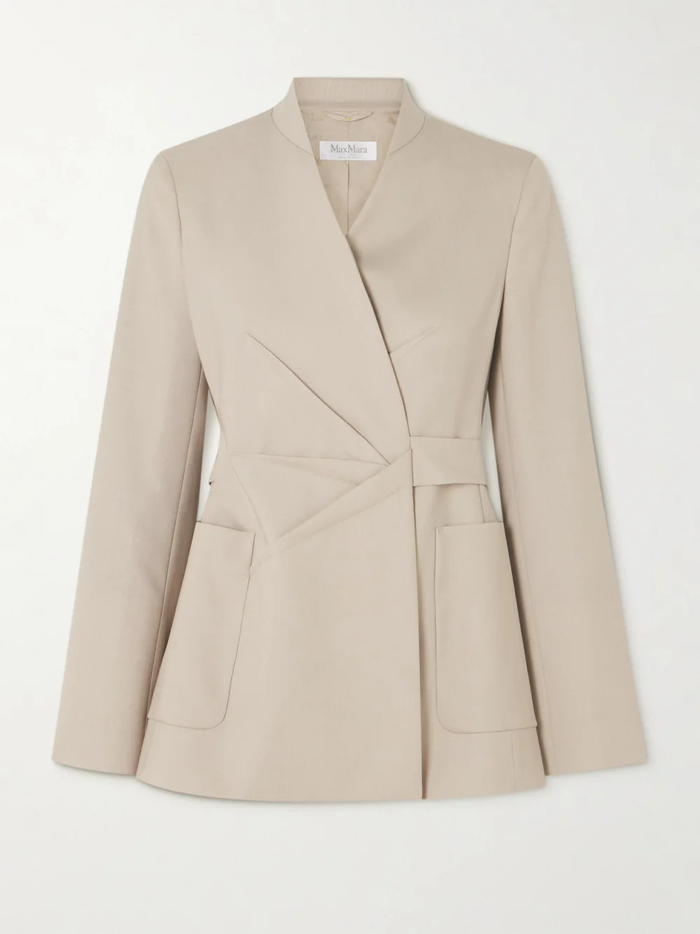 Max Mara Nereo Pleated Wool-blend Blazer in beige