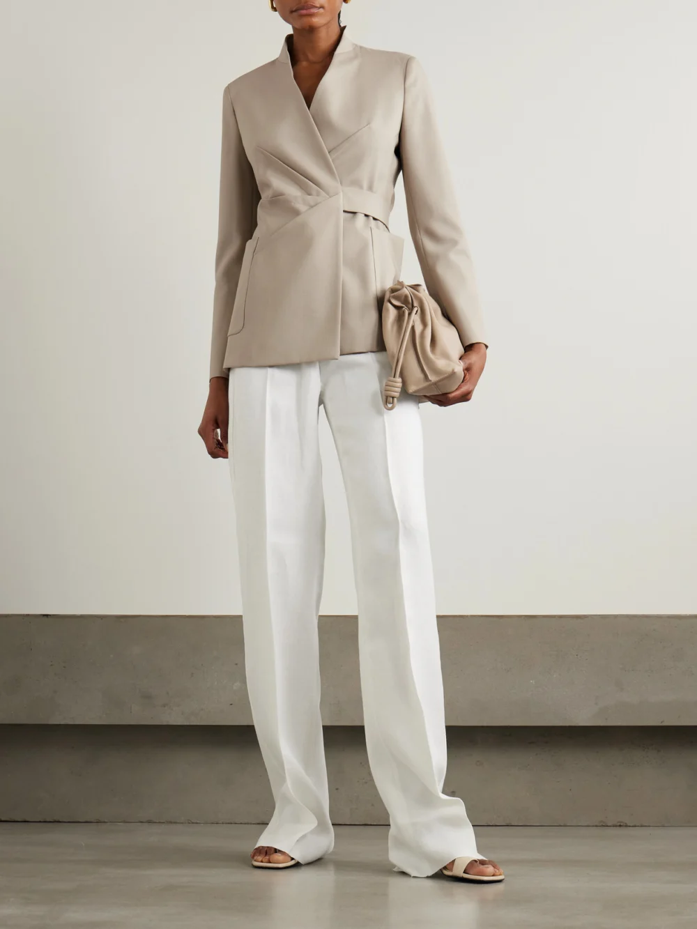 Max Mara Nereo Pleated Wool-blend Blazer, worn by a model