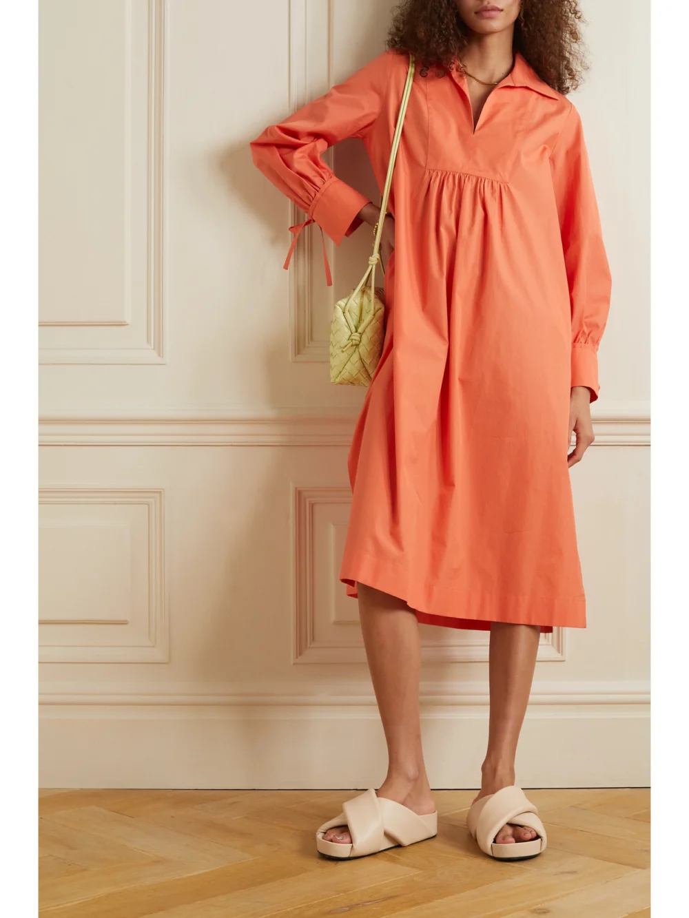 Max Mara Nupar Cotton-poplin Midi Dress, worn by a model