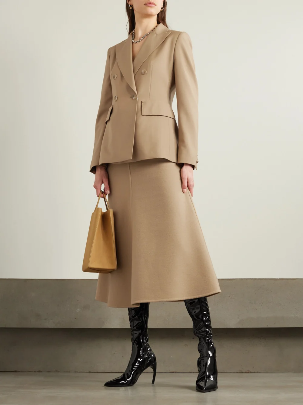 Max Mara Osanna Double-breasted Wool-twill Blazer, worn by a model