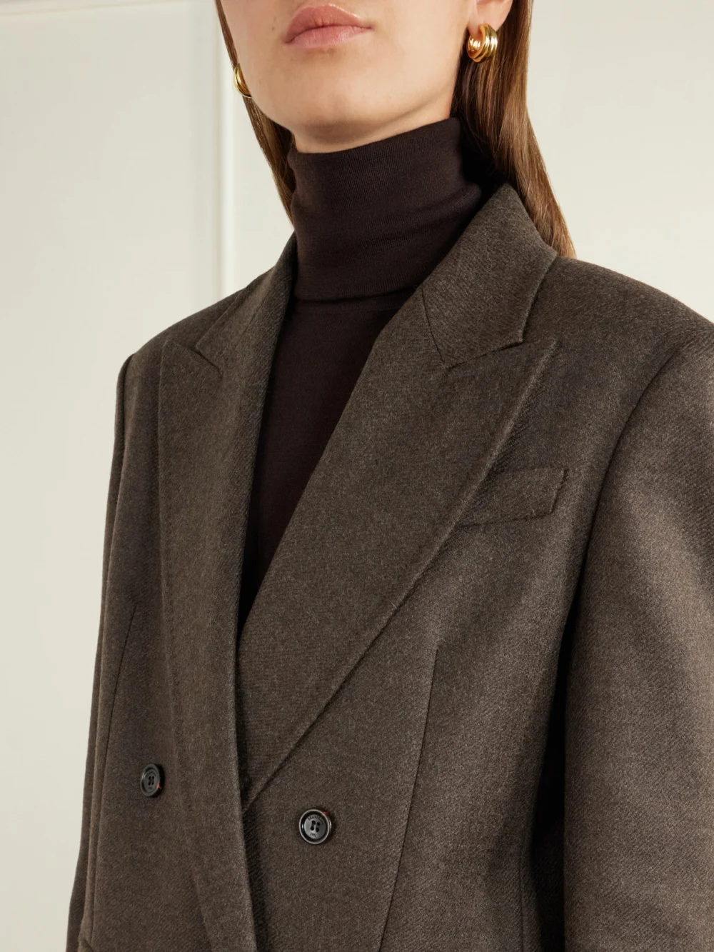 Close-up detail of the Max Mara Pulvino Virgin Wool-twill Double-breasted Blazer