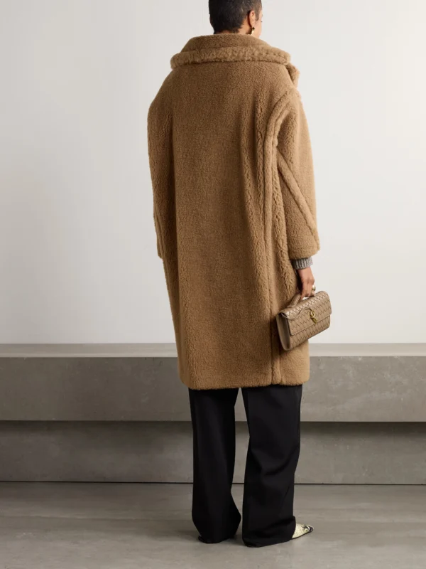 Back view of the Max Mara Teddy Bear Icon Oversized Camel-hair and Silk-blend Coat