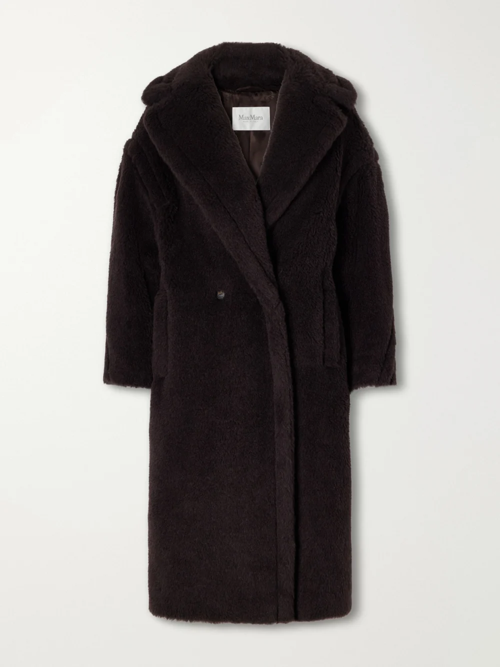 Max Mara Tedgirl Alpaca, Wool and Silk-blend Coat in dark brown