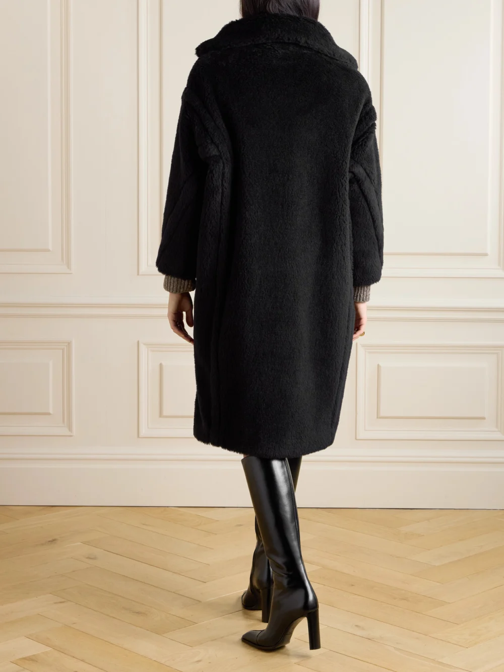 Back view of the Max Mara Tedgirl Double-breasted Alpaca, Wool and Silk-blend Coat