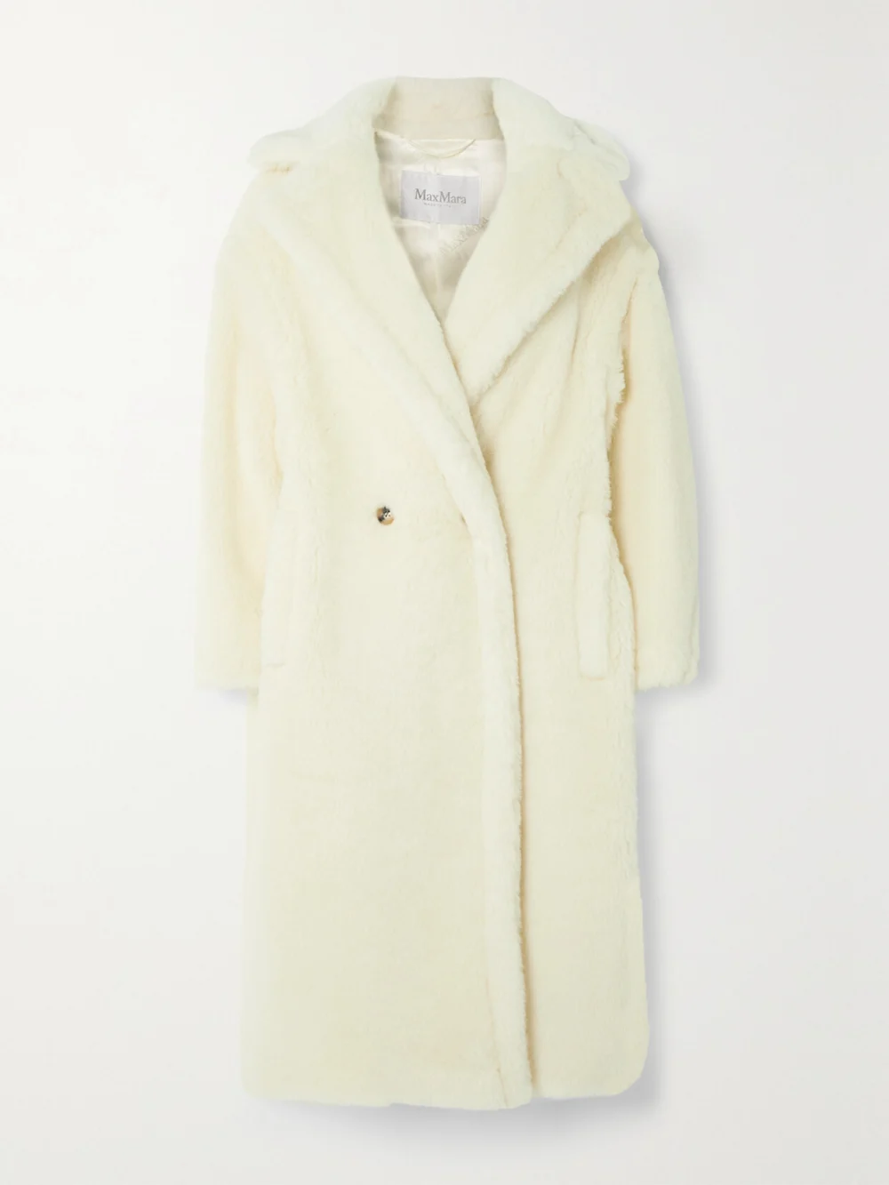 Max Mara Tedgirl Double-breasted Alpaca, Wool and Silk-blend Coat in ivory