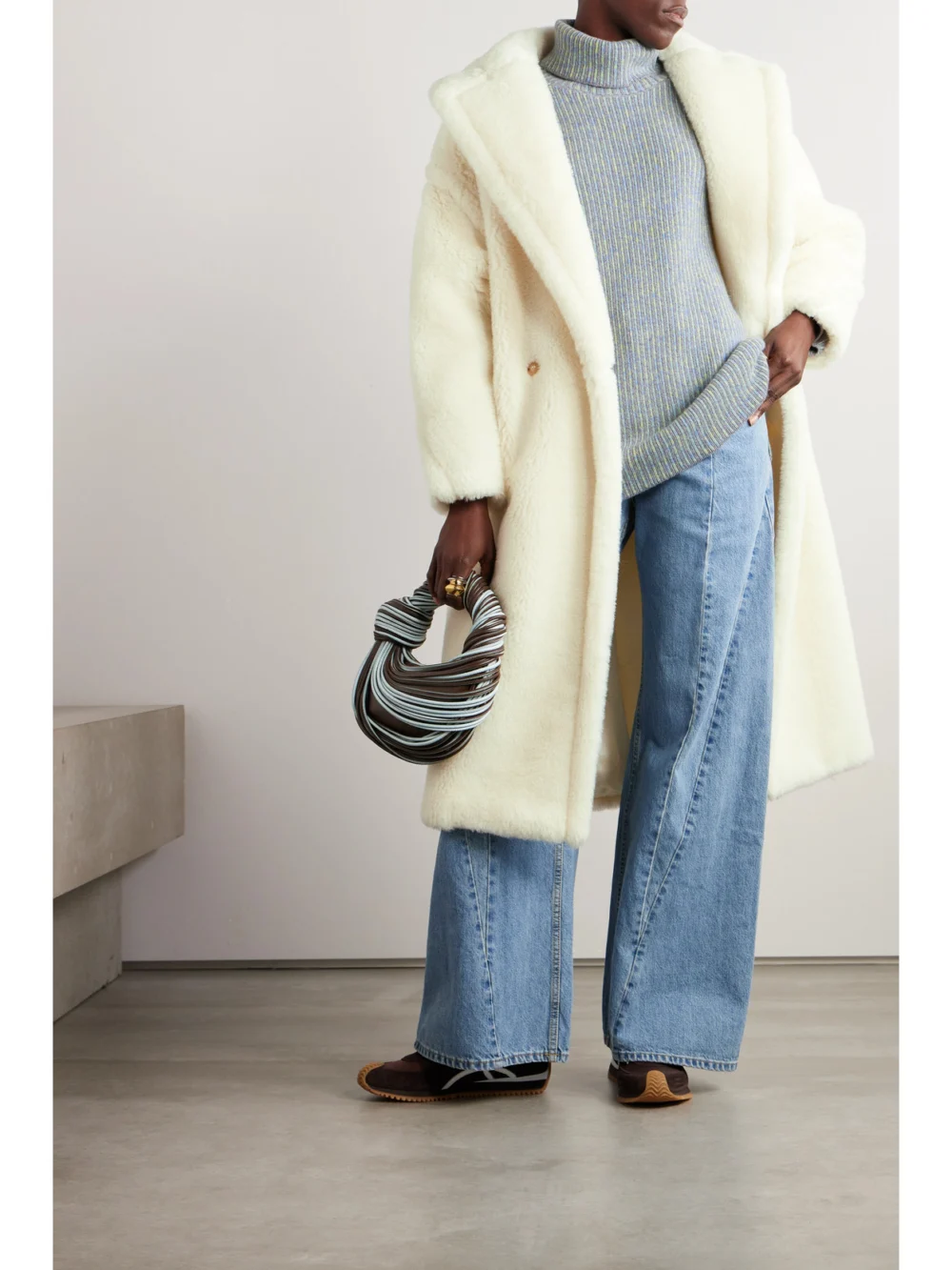 Max Mara Tedgirl Double-breasted Alpaca, Wool and Silk-blend Coat, worn by a model
