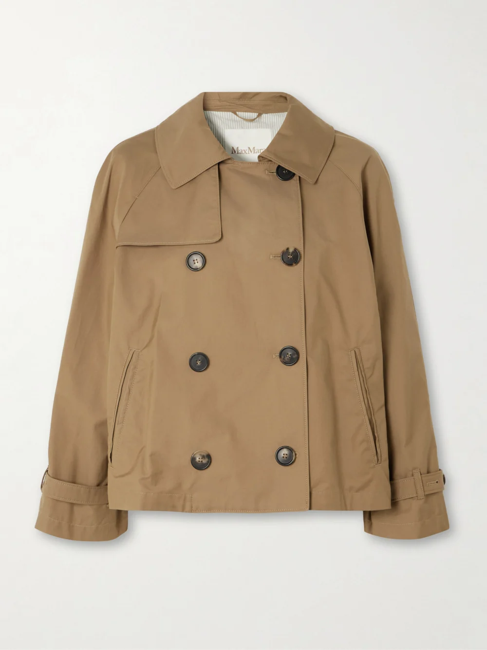 Max Mara Tesoro Cropped Double-breasted Cotton-blend Gabardine Trench Coat in brown