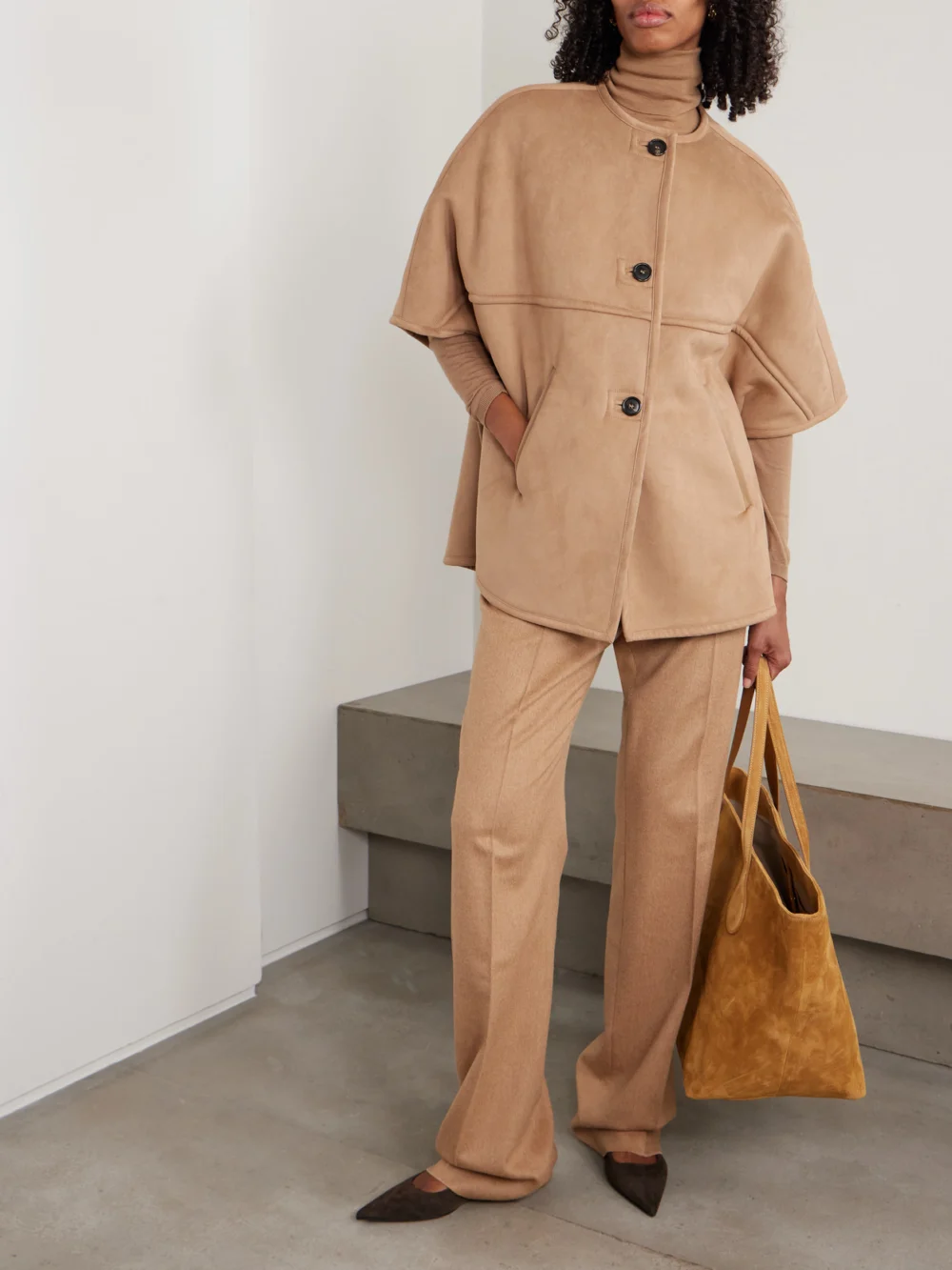 Max Mara Zaza Brushed Cape, worn by a model