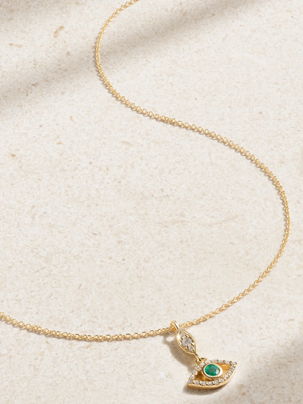 Melissa Joy Manning 14-karat Recycled Gold, Emerald and Diamond Necklace