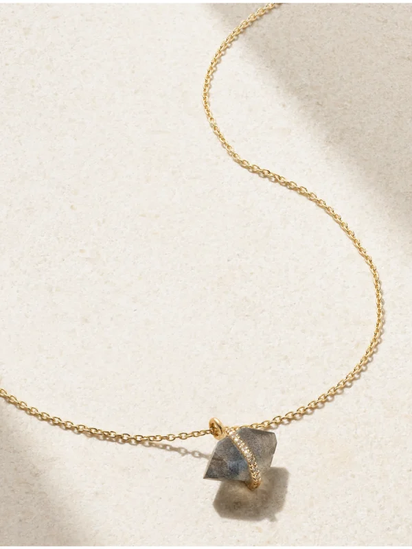 Melissa Joy Manning 14-karat Recycled Gold, Labradorite and Herkimer Diamond Necklace