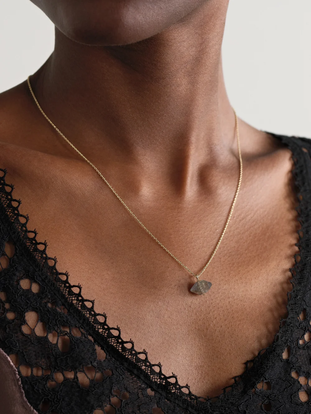 Melissa Joy Manning 14-karat Recycled Gold, Labradorite and Herkimer Diamond Necklace, styled view