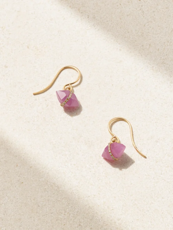Melissa Joy Manning 14-karat Recycled Gold, Ruby and Herkimer Diamond Earrings
