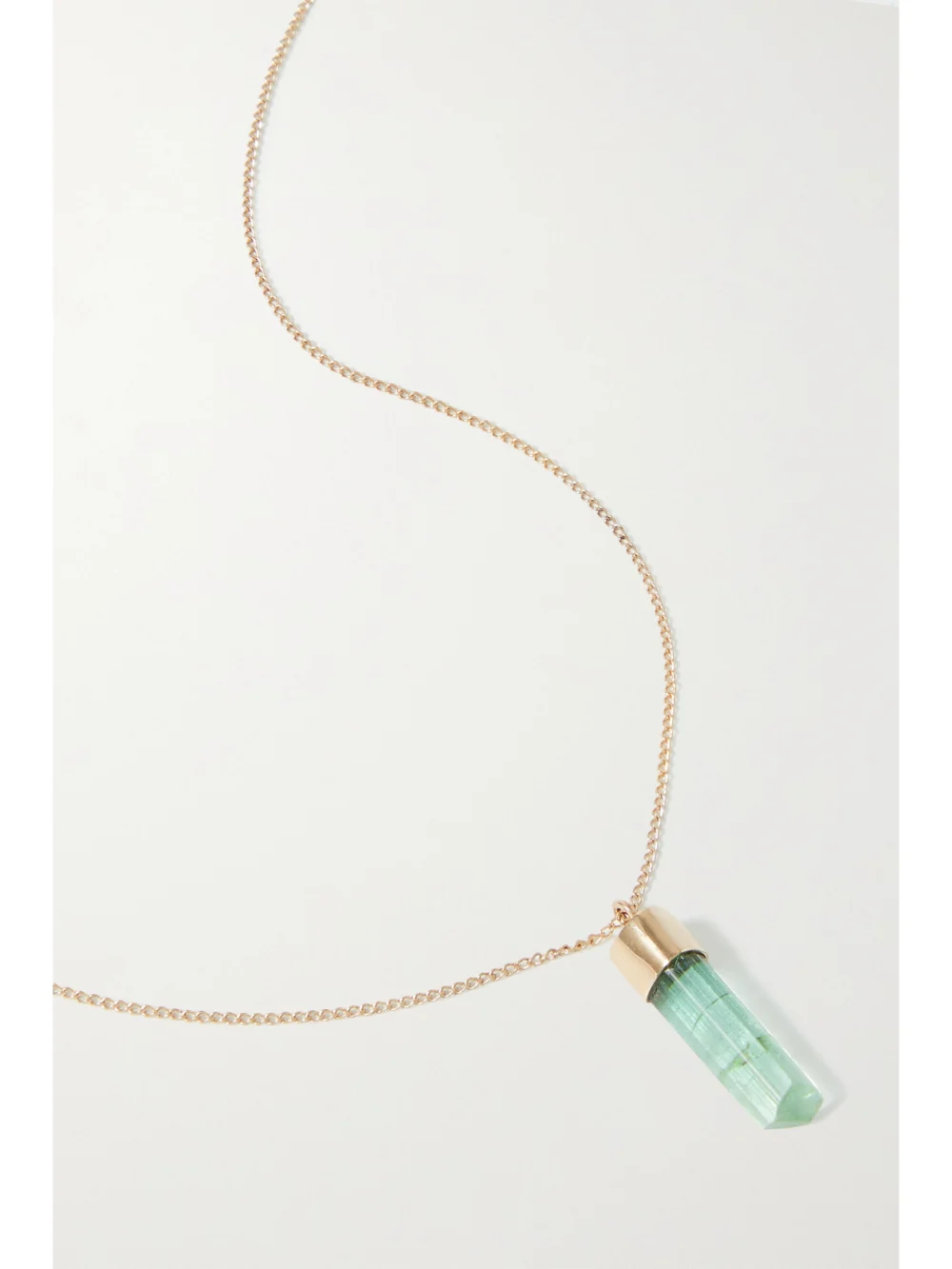 Close-up detail of the Melissa Joy Manning 14-karat Recycled Gold Tourmaline Necklace