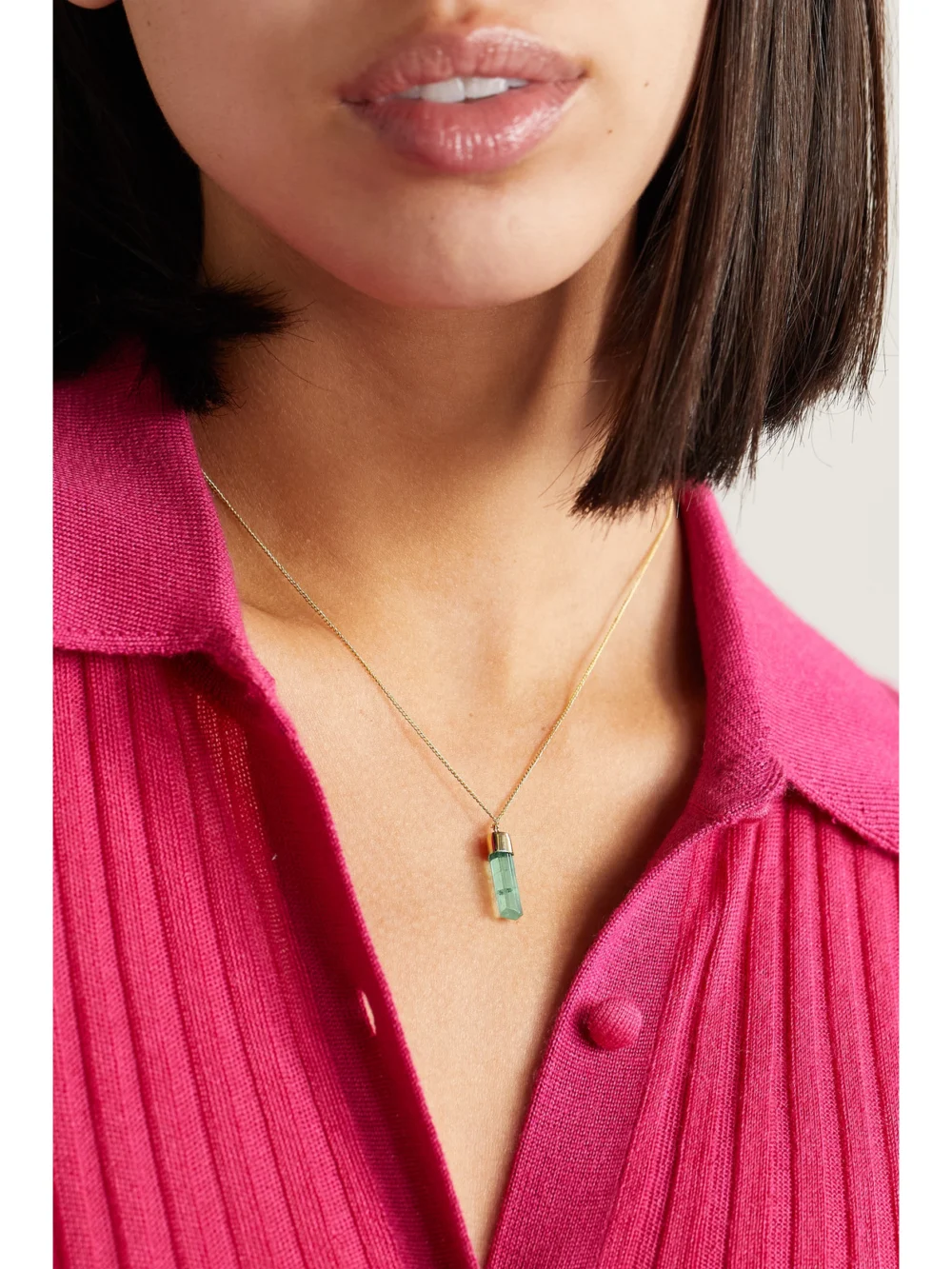 Melissa Joy Manning 14-karat Recycled Gold Tourmaline Necklace, styled view