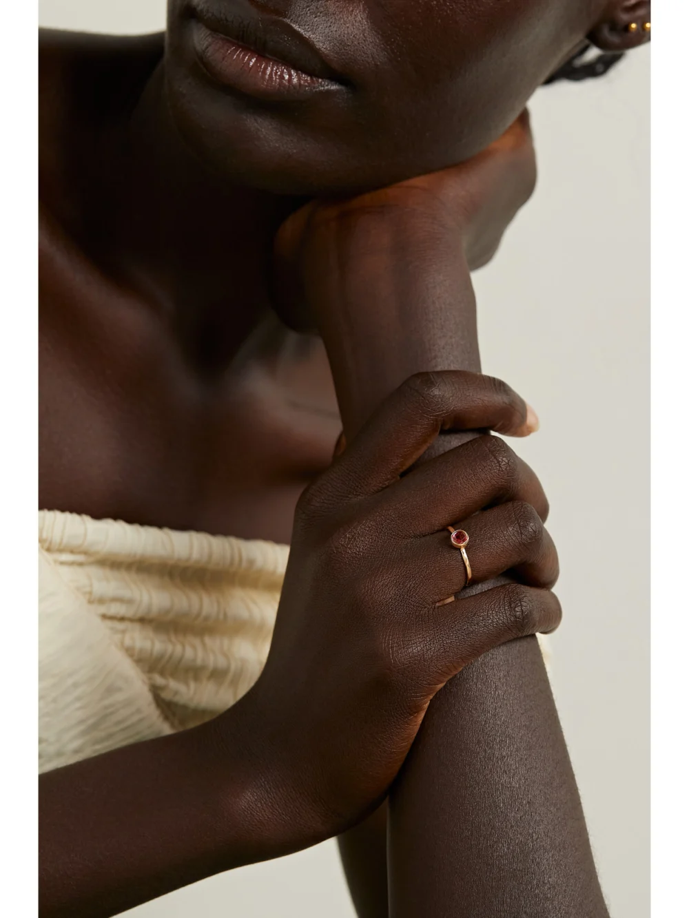 Melissa Joy Manning 14-karat Recycled Gold Tourmaline Ring, styled view