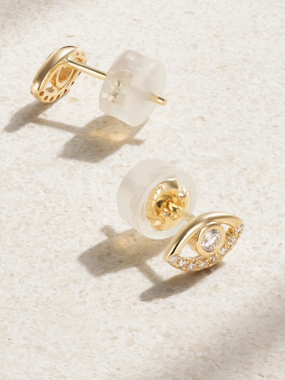 Back view of the Melissa Joy Manning Wink 14-karat Recycled Gold Diamond Earrings