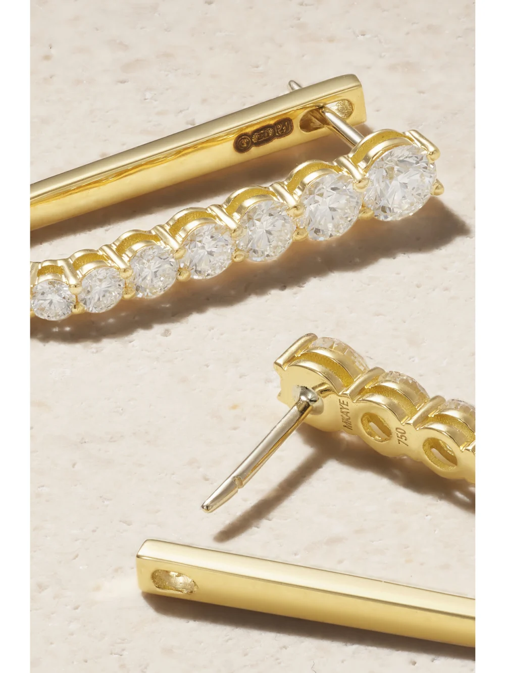 Back view of the Melissa Kaye Aria U 18-karat Gold Diamond Hoop Earrings