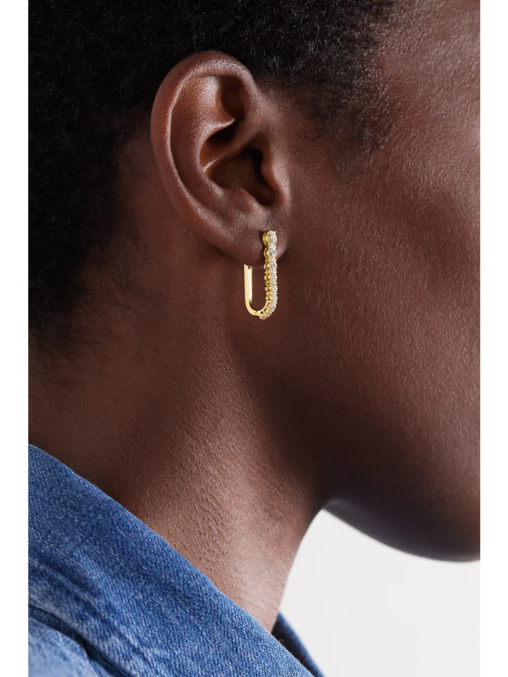 Melissa Kaye Aria U 18-karat Gold Diamond Hoop Earrings, styled view