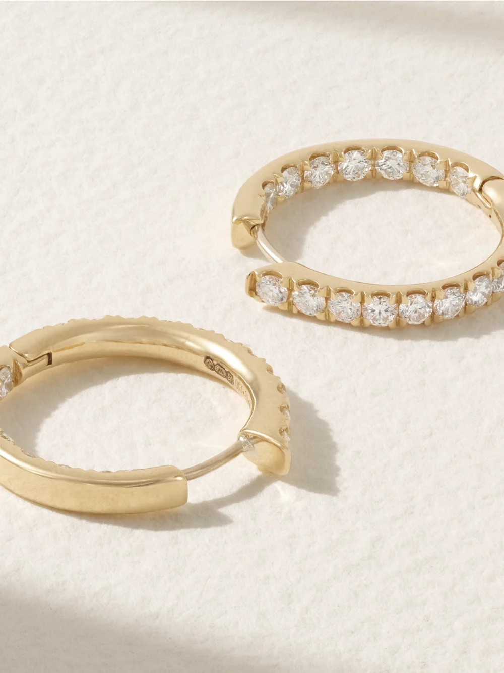 Back view of the Melissa Kaye Clara Medium 18-karat Gold Diamond Hoop Earrings