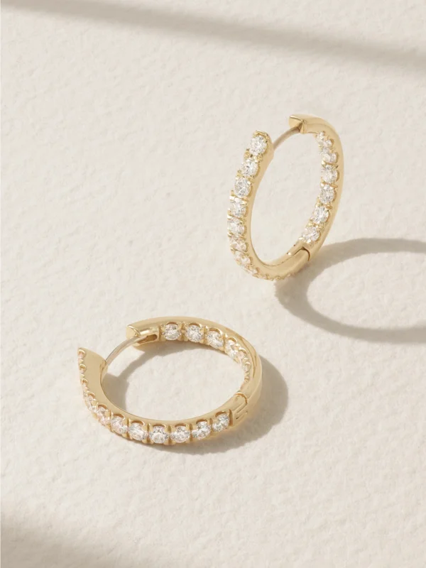 Melissa Kaye Clara Medium 18-karat Gold Diamond Hoop Earrings