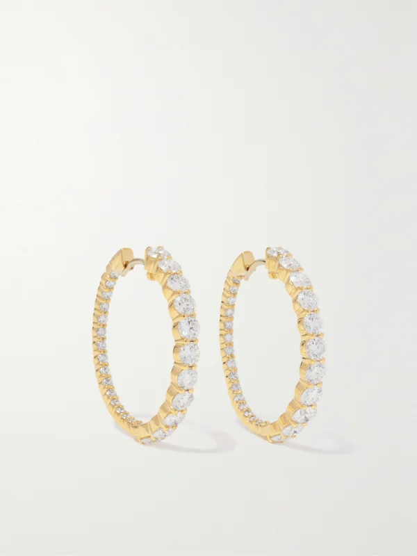 Melissa Kaye Lenox Small 18-karat Gold Diamond Hoop Earrings