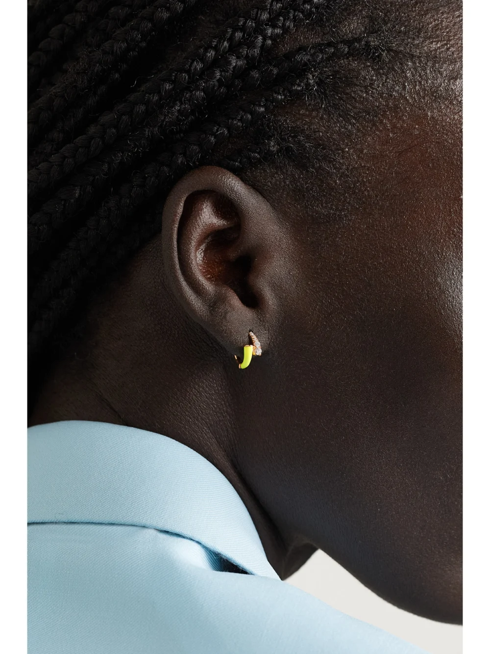 Melissa Kaye Lola 18-karat Gold, Enamel and Diamond Hoop Earrings, styled view