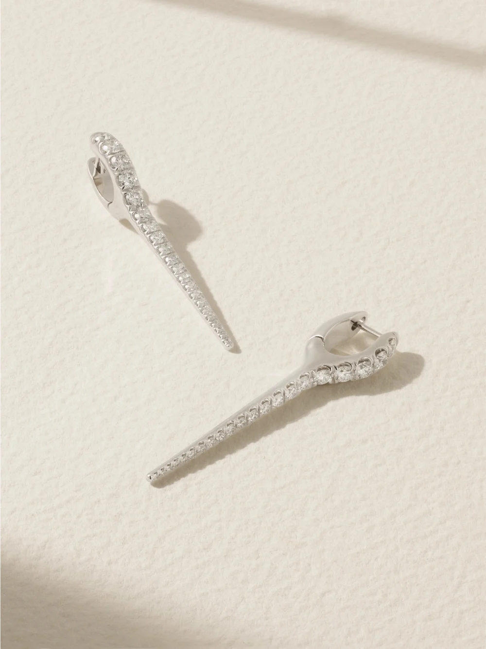 Melissa Kaye Lola Needle Medium 18-karat White Gold Diamond Earrings