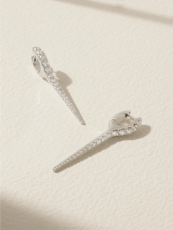 Melissa Kaye Lola Needle Medium 18-karat White Gold Diamond Earrings