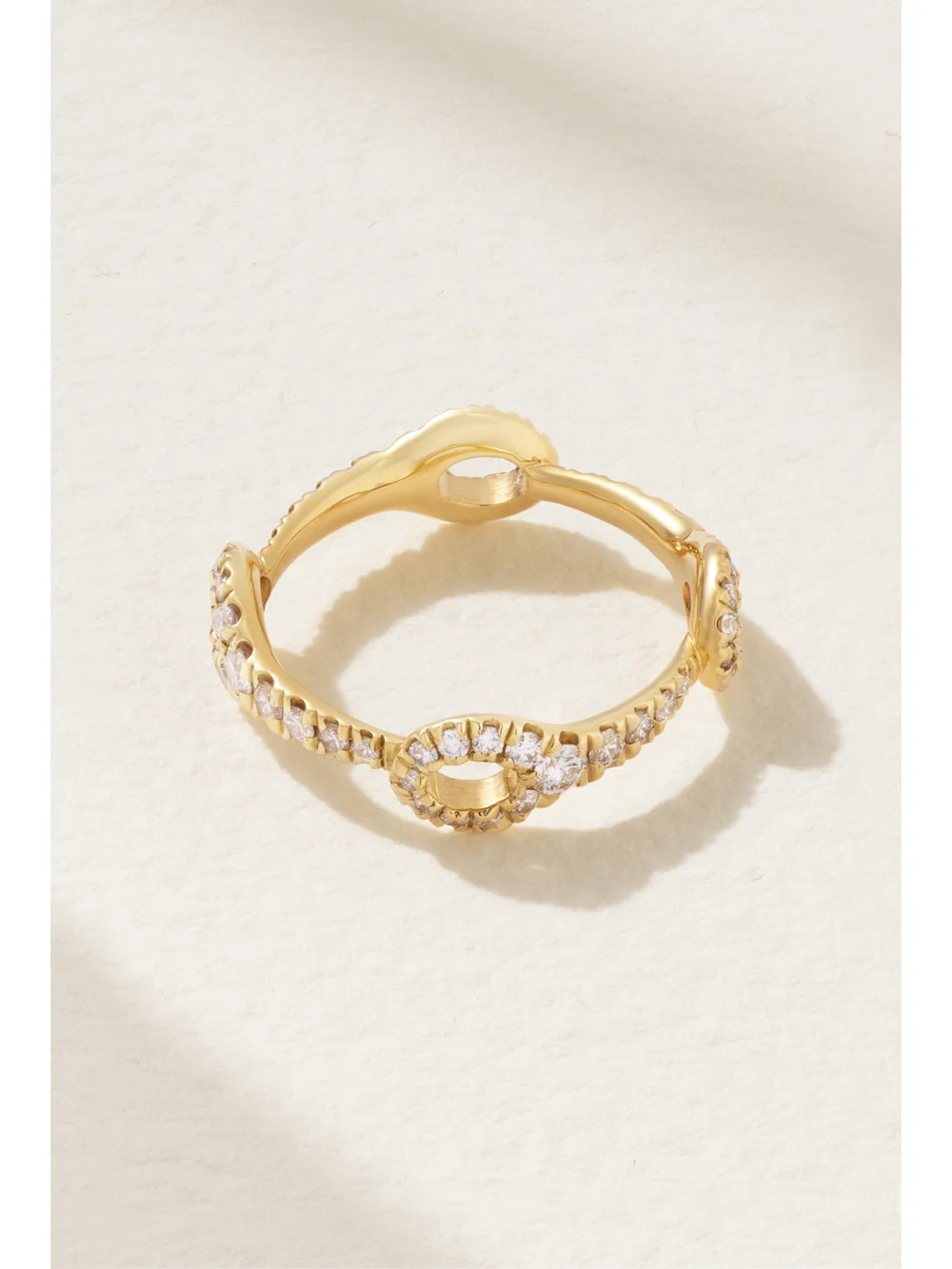 Back view of the Melissa Kaye Lola Needle Small 18-karat Gold Diamond Ring