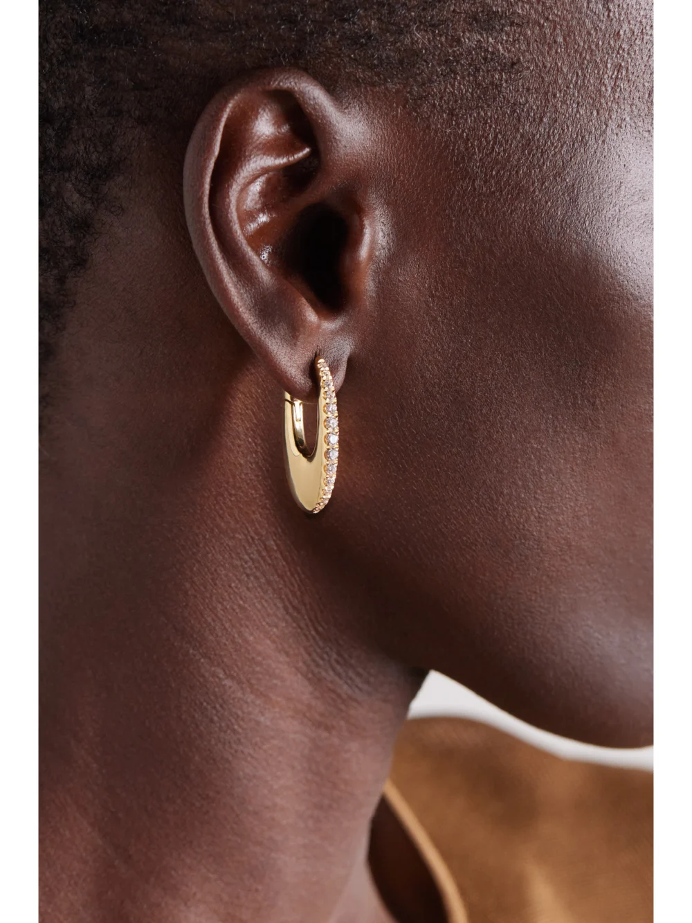 Melissa Kaye Lulu Medium 18-karat Gold Diamond Hoop Earrings, styled view