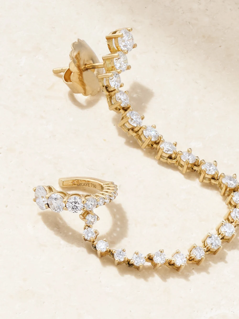 Close-up detail of the Melissa Kaye Sadie Draped 18-karat Gold Diamond Single Earring
