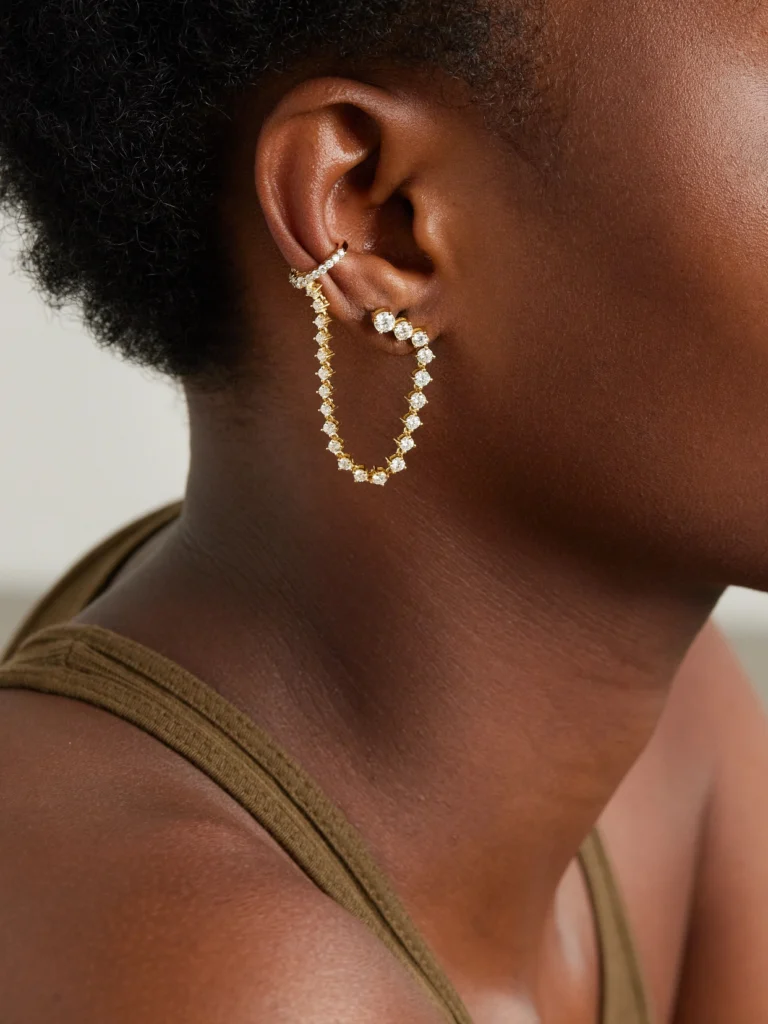 Melissa Kaye Sadie Draped 18-karat Gold Diamond Single Earring