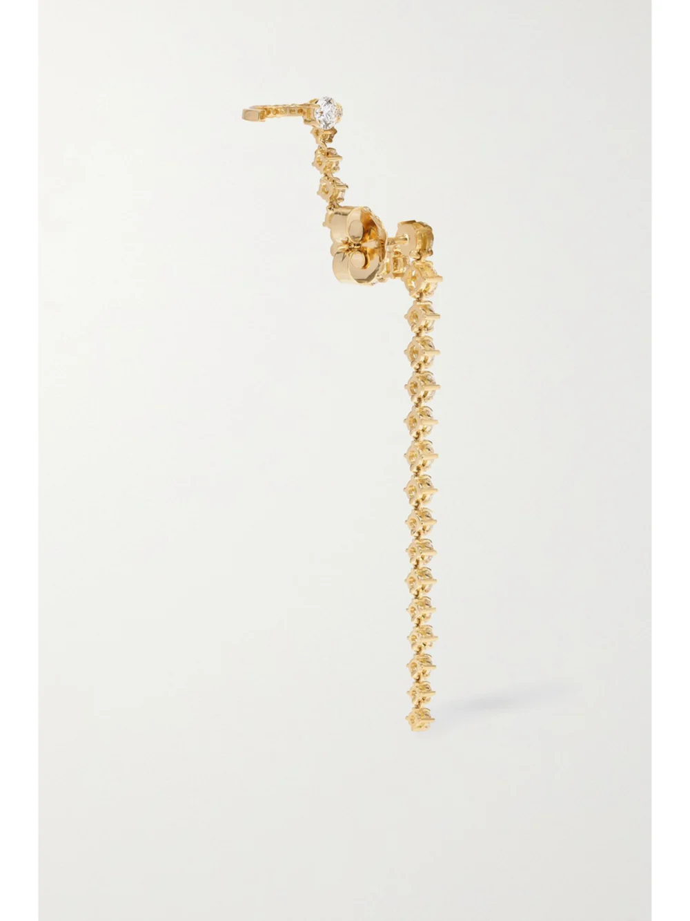 Back view of the Melissa Kaye Sadie Drop 18-karat Gold Diamond Single Earring