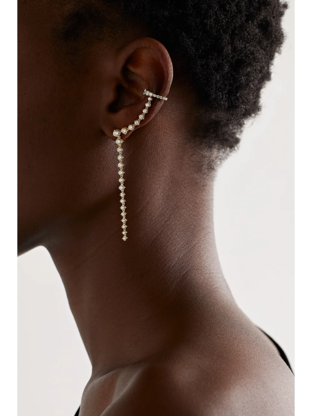 Melissa Kaye Sadie Drop 18-karat Gold Diamond Single Earring, styled view
